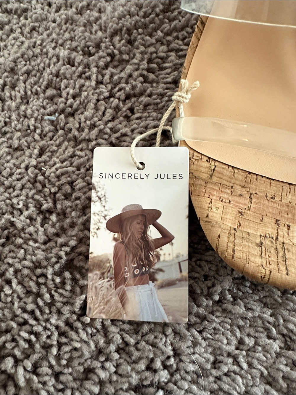 Sincerly Jules Clear Strap Cork Slide Sandals - Natural NWT - Picture 2 of 3
